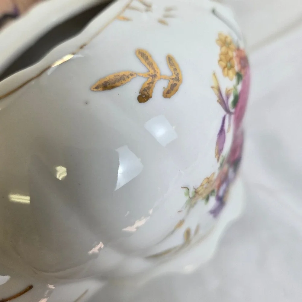 Musical Teapot Made in Japan Floral Bouquet Design Gold Trim Porcelain Vintage